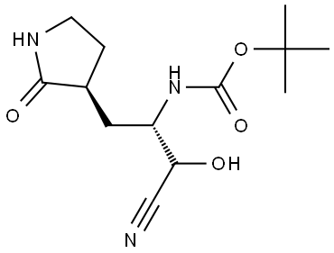 (3S)-3-(Boc-amino)-2-hydroxy-4-[(S)-2-oxo-3-pyrrolidinyl]butanenitrile Structural