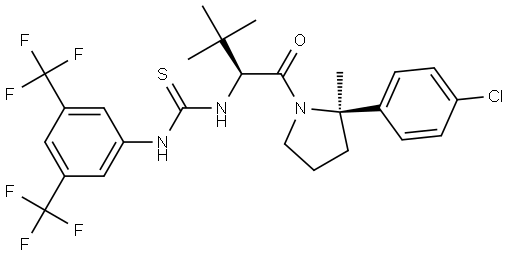 Thiourea, N-[3,5-bis(trifluoromethyl)phenyl]-N′-[(1S)-1-[[(2R)-2-(4-chlorophenyl)-2-methyl-1-pyrrolidinyl]carbonyl]-2,2-dimethylpropyl]- Structural