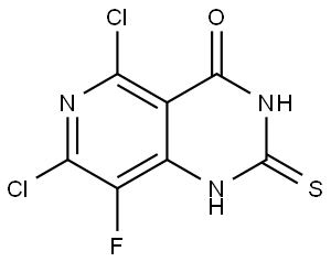 Pyrido[4,3-d]pyrimidin-4(1H)-one, 5,7-dichloro-8-fluoro-2,3-dihydro-2-thioxo- Structural