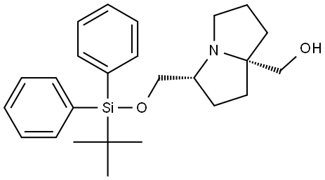 rel-((3R,7aS)-3-(((tert-Butyldiphenylsilyl)oxy)methyl)tetrahydro-1H-pyrrolizin-7a(5H)-yl)methanol Structural