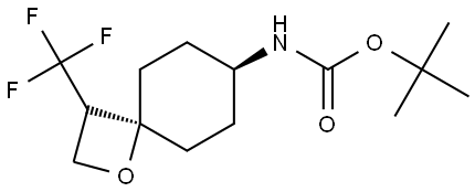 tert-Butyl ((4s,7s)-3-(trifluoromethyl)-1-oxaspiro[3.5]nonan-7-yl)carbamate Structural