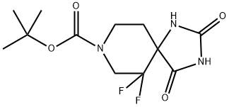 tert-Butyl 6,6-difluoro-2,4-dioxo-1,3,8-triazaspiro[4.5]decane-8-carboxylate Structural