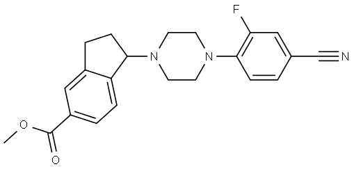 1H-Indene-5-carboxylic acid, 1-[4-(4-cyano-2-fluorophenyl)-1-piperazinyl]-2,3-dihydro-, methyl ester Structural