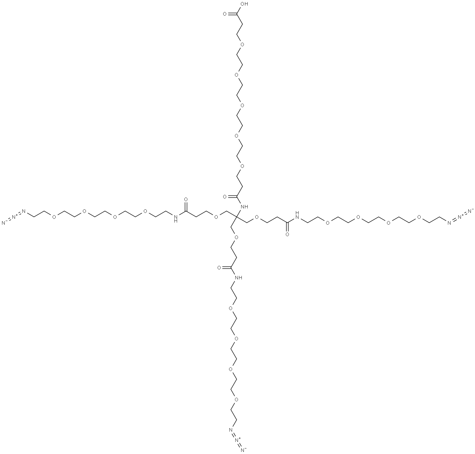 Acid-PEG5-Amide-Tri(3-methoxypropanamide-PEG4-Azide) Methane Structural