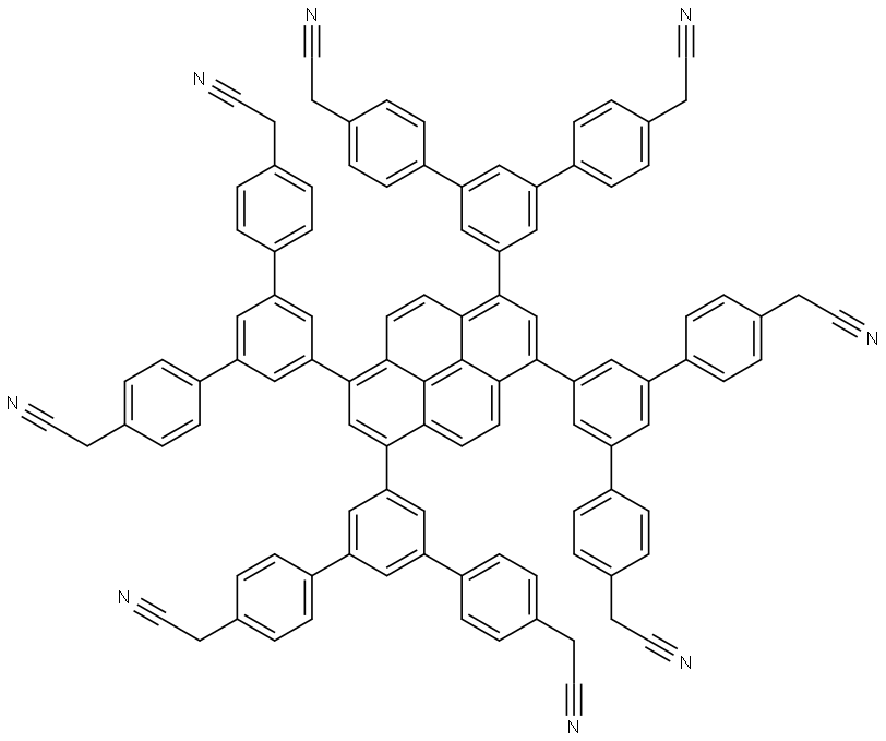 2,2',2'',2''',2'''',2''''',2'''''',2'''''''-(Pyrene-1,3,6,8-tetrayltetrakis([1,1':3',1''-terphenyl]-5',4,4''-triyl))octaacetonitrile Structural