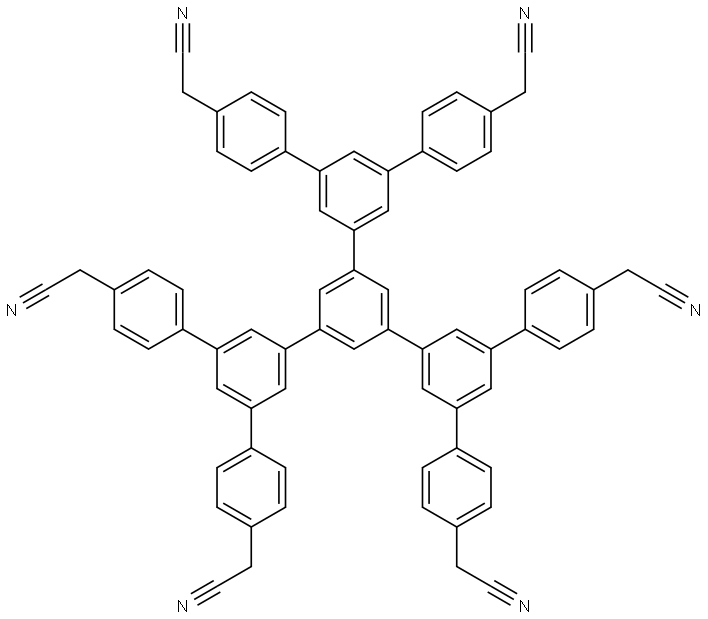 5''-(4,4''-Diacetonitrilato-[1,1':3',1''-terphenyl]-5'-yl)-4,4''''-diacetonitrilato-5',5'''-bis(4-acetonitrilatophenyl)-1,1':3',1'':3'',1''':3''',1''''-quinquepheny Structural