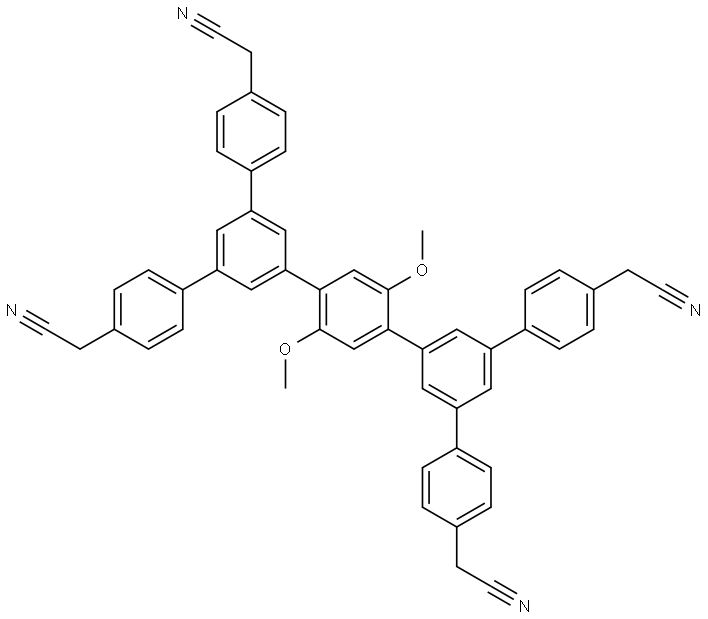 2,2',2'',2'''-((2,5-Dimethoxy-1,4-phenylene)bis([1,1':3',1''-terphenyl]-5',4,4''-triyl))tetraacetonitrile Structural