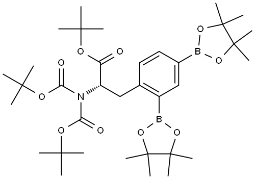 L-Phenylalanine, N,N-bis[(1,1-dimethylethoxy)carbonyl]-2,4-bis(4,4,5,5-tetramethyl-1,3,2-dioxaborolan-2-yl)-, 1,1-dimethylethyl ester Structural