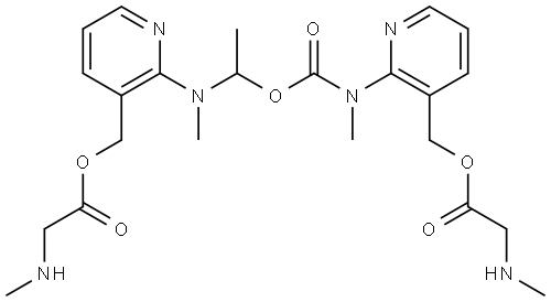 (2-(methyl((1-(methyl(3-(((methylglycyl)oxy)methyl)pyridin-2-yl)amino)ethoxy)carbonyl)amino)pyridin-3-yl)methyl methylglycinate Structural