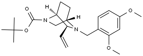 2,5-Diazabicyclo[2.2.2]octane-2-carboxylic acid, 5-[(2,4-dimethoxyphenyl)methyl]-6-ethenyl-, 1,1-dimethylethyl ester, (1S,4S,6S)- Structural