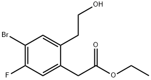 Ethyl 2-(4-bromo-5-fluoro-2-(2-hydroxyethyl)phenyl)acetate Structural
