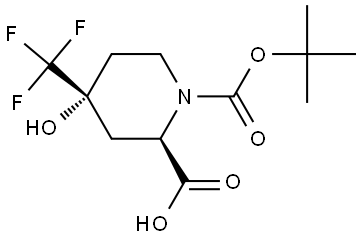 rel-(2R,4R)-1-(tert-Butoxycarbonyl)-4-hydroxy-4-(trifluoromethyl)piperidine-2-carboxylic acid Structural