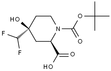 rel-(2R,4S)-1-(tert-Butoxycarbonyl)-4-(difluoromethyl)-4-hydroxypiperidine-2-carboxylic acid Structural