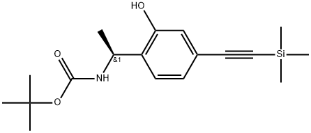 tert-Butyl (S)-(1-(2-hydroxy-4-((trimethylsilyl)ethynyl)phenyl)ethyl)carbamate Structural