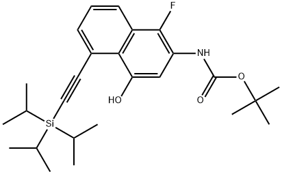 tert-Butyl (1-fluoro-4-hydroxy-5-((triisopropylsilyl)ethynyl)naphthalen-2-yl)carbamate Structural