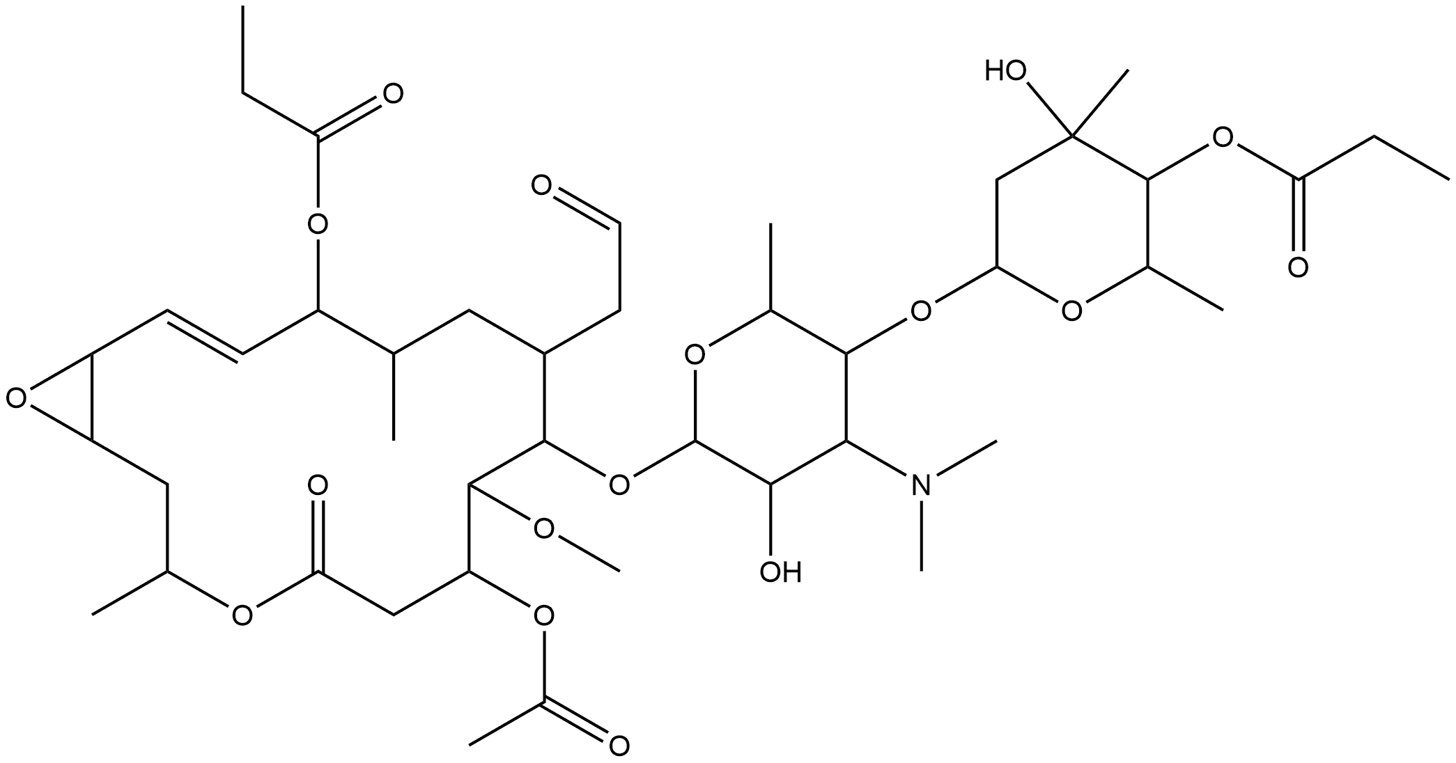 Leucomycin V, 12,13-epoxy-12,13-dihydro-, 3-acetate 4B,9-dipropanoate, (12S,13S)- (9CI) Structural