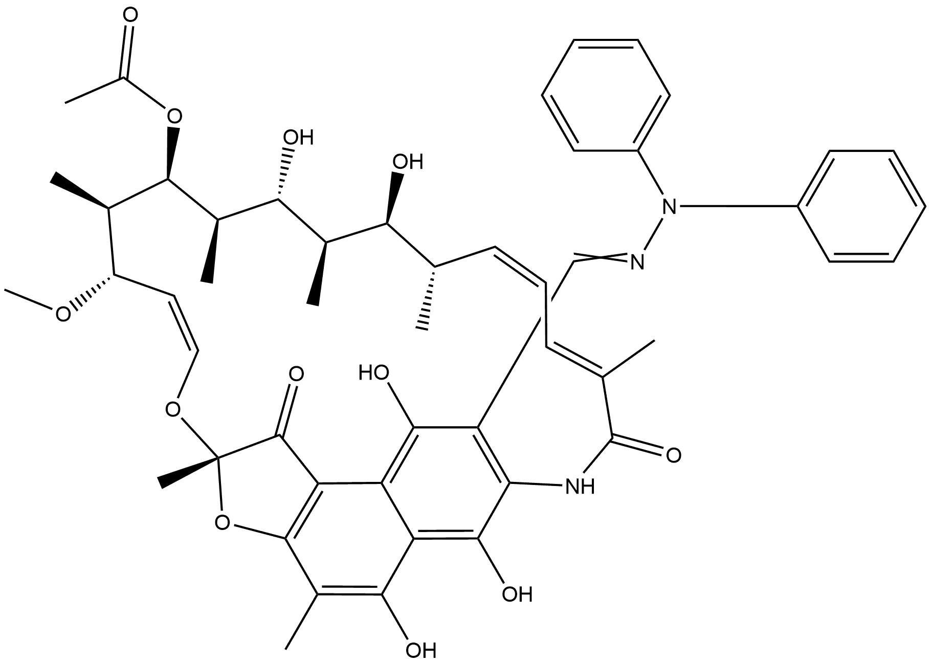 Rifamycin, 3-[(diphenylhydrazono)methyl]- (9CI) Structural