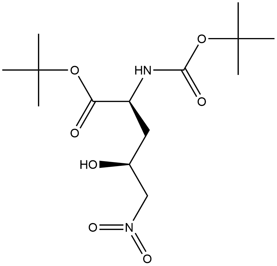 D-threo-Pentonic acid, 2,3,5-trideoxy-2-[[(1,1-dimethylethoxy)carbonyl]amino]-5-nitro-, 1,1-dimethylethyl ester Structural