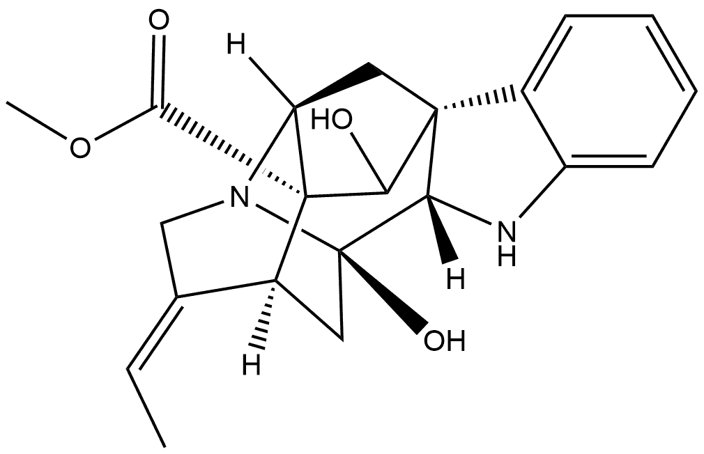 Ajmalan-16-carboxylic acid, 19,20-didehydro-1-demethyl-3,17-dihydroxy-, methyl ester, (2α,17S,19E)- Structural