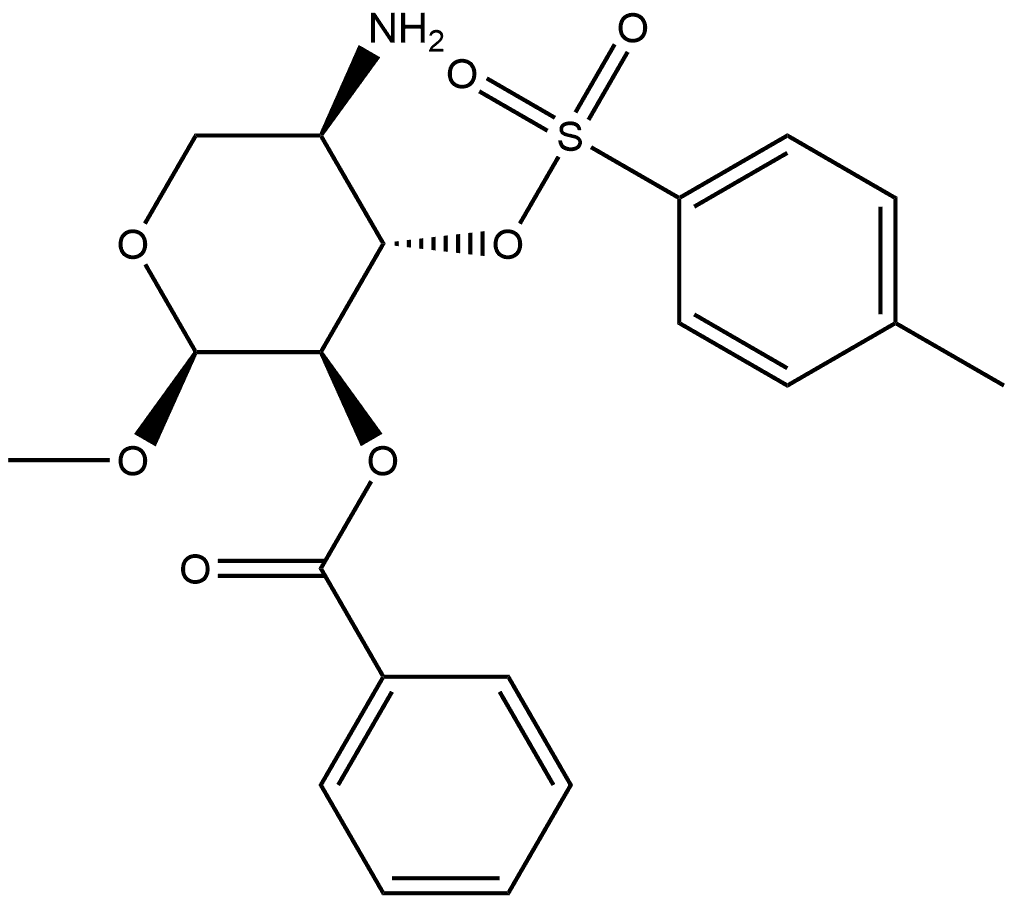 Xylopyranoside, methyl 4-amino-4-deoxy-, 2-benzoate 3-p-toluenesulfonate, α-D- (8CI) Structural