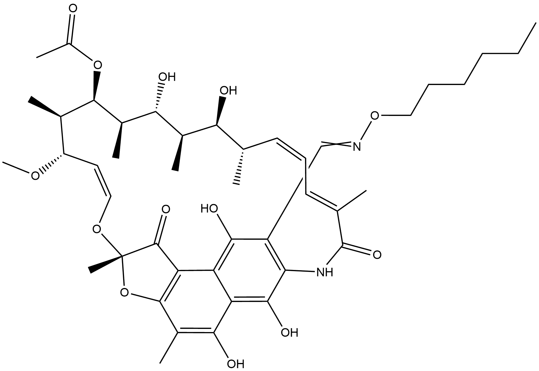 Rifamycin, 3-[[(hexyloxy)imino]methyl]- (9CI) Structural