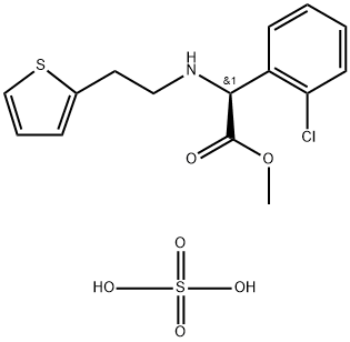 Benzeneacetic acid, 2-chloro-α-[[2-(2-thienyl)ethyl]amino]-, methyl ester, (αS)-, sulfate (1:1) Structural