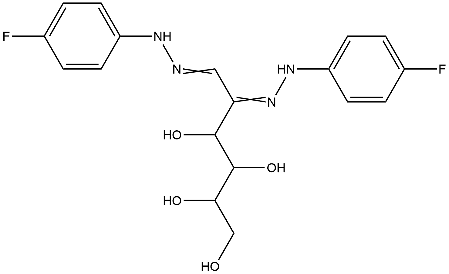 D-arabino-Hexos-2-ulose, bis[(4-fluorophenyl)hydrazone] (9CI) Structural