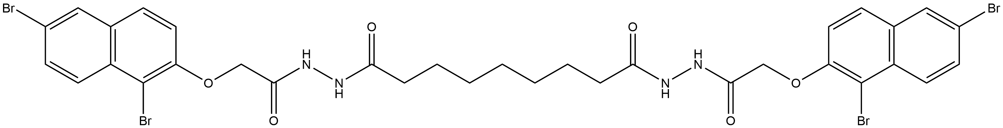 N'1,N'9-bis{[(1,6-dibromo-2-naphthyl)oxy]acetyl}nonanedihydrazide Structural