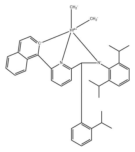 Hafnium, [N-[2,6-bis(1-methylethyl)phenyl]-α-[2-(1-methylethyl)phenyl]-6-(1-naphthalenyl-κC2)-2-pyridinemethanaminato(2-)-κN1,κN2]dimethyl- Structural