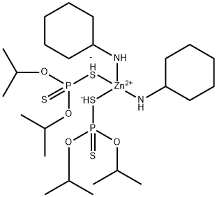 Bis[O,O-bis(1-methylethyl)phosphorodithioato-S]bis(cyclohexanamine)zinc Structural