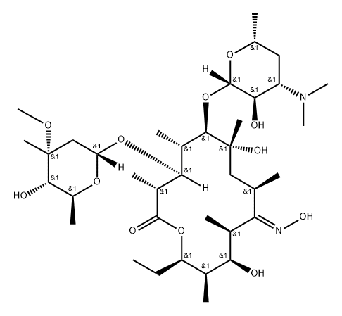 Erythromycin  B Oxime/(3R,4S,5S,6R,7R,9R,11S,12R,13R,14R,E)-6-(((2S,3R,4S,6R)-4-(dimethylamino)-3-hydroxy-6-methyltetrahydro-2H-pyran-2-yl)oxy)-14-ethyl-7,12-dihydroxy-4-(((2R,4R,5S,6S)-5-hydroxy-4-methoxy-4,6-dimethyltetrahydro-2H-pyran-2-yl)oxy)-10-(hydroxyimino)-3,5,7,9,11,13-hexamethyloxacyclotetradecan-2-one