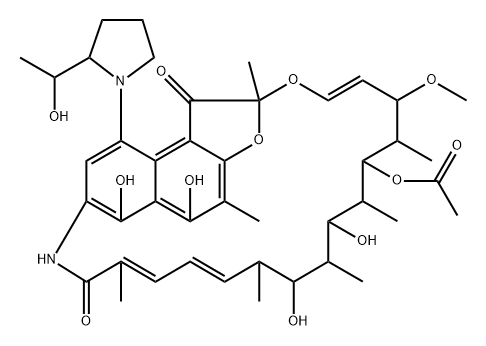 Rifamycin, 4-deoxy-4-[(2R)-2-[(1S)-1-hydroxyethyl]-1-pyrrolidinyl]- Structural