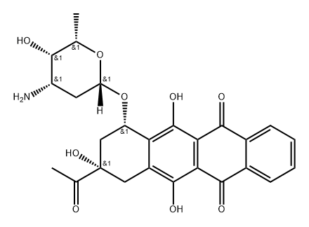 (7S-cis)-9-Acetyl-7-((3-amino-2,3,6-trideoxy-beta-L-lyxo-hexopyranosyl )oxy)-7,8,9,10-tetrahydro-6,9,11-trihydroxy-5,12-naphthacenedione Structural