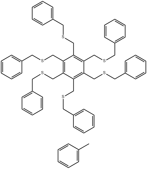 Benzene, 1,2,3,4,5,6-hexakis[[(phenylmethyl)thio]methyl]-, compd. with methylbenzene (1:1) Structural