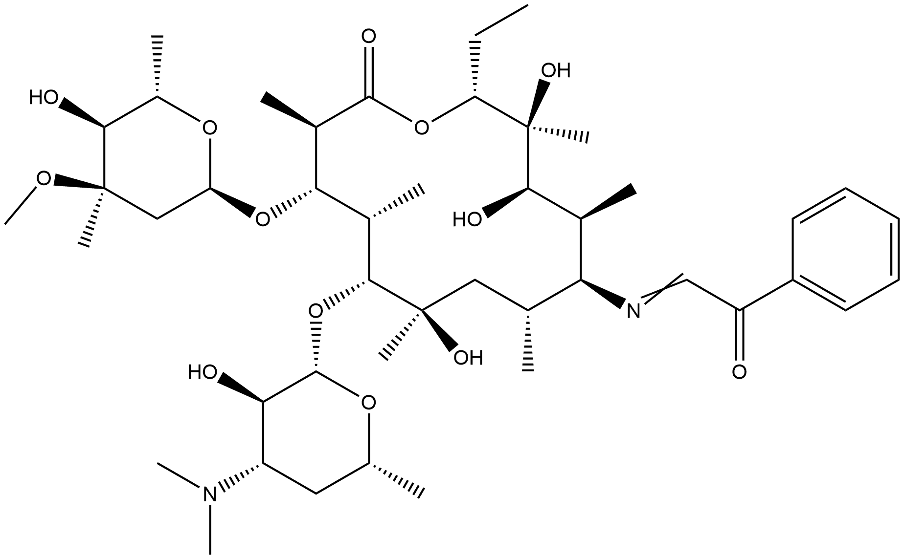 Erythromycin, 9-deoxo-9-[(2-oxo-2-phenylethylidene)amino]-, (9S)- (9CI) Structural