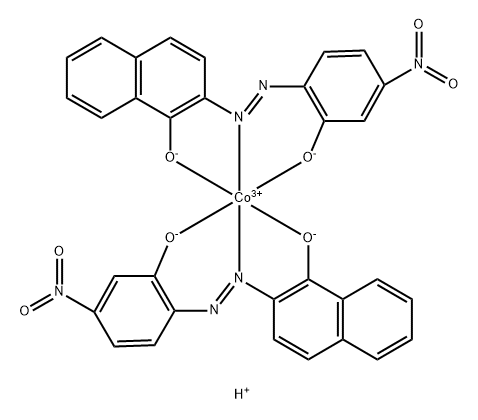 hydrogen bis[2-[(2-hydroxy-4-nitrophenyl)azo]naphthalen-1-olato(2-)]cobaltate(1-) Structural