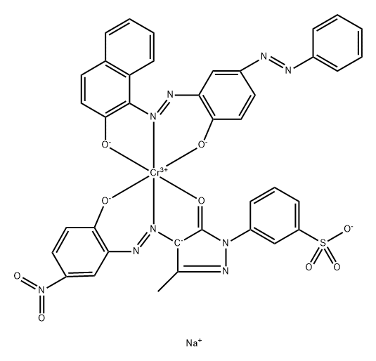 disodium [3-[4,5-dihydro-4-[(2-hydroxy-5-nitrophenyl)azo]-3-methyl-5-oxo-1H-pyrazol-1-yl]benzenesulphonato(3-)][1-[[2-hydroxy-5-(phenylazo)phenyl]azo]-2-naphtholato(2-)]chromate(2-) Structural