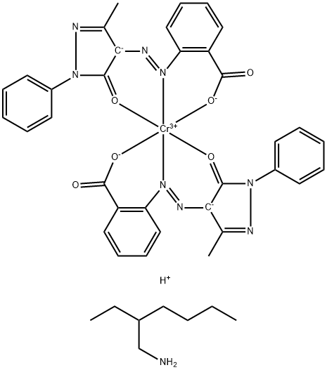 hydrogen bis[2-[(4,5-dihydro-3-methyl-5-oxo-1-phenyl-1H-pyrazol-4-yl)azo]benzoato(2-)]chromate(1-), compound with 2-ethylhexylamine (1:1) Structural