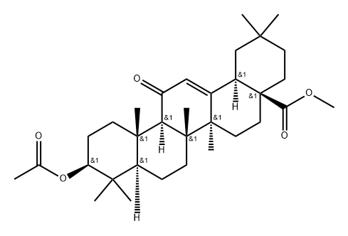 Olean-12-en-28-oic acid, 3-(acetyloxy)-11-oxo-, methyl ester, (3β,18α)- Structural