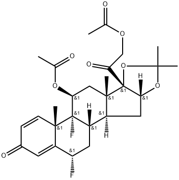 Pregna-1,4-diene-3,20-dione, 11,21-bis(acetyloxy)-6,9-difluoro-16,17-[(1-methylethylidene)bis(oxy)]-, (6α,11β,16α)- Structural