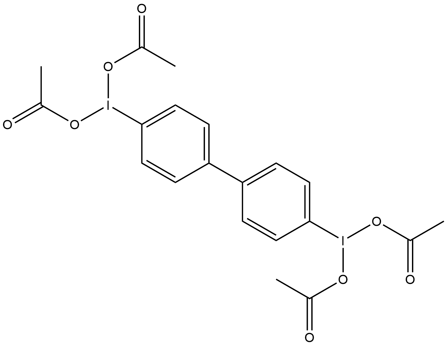 Iodine, tetrakis(acetato-O)-μ-[1,1'-biphenyl]-4,4'-diyldi- Structural
