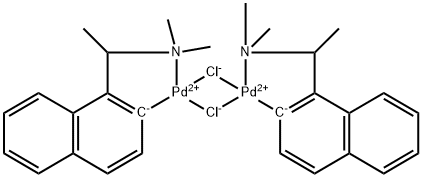 Di-μ-chlorobis[1-[(1R)-1-(dimethylamino-κN)ethyl]-2-naphthalenyl-κC]dipalladium(II) Structural