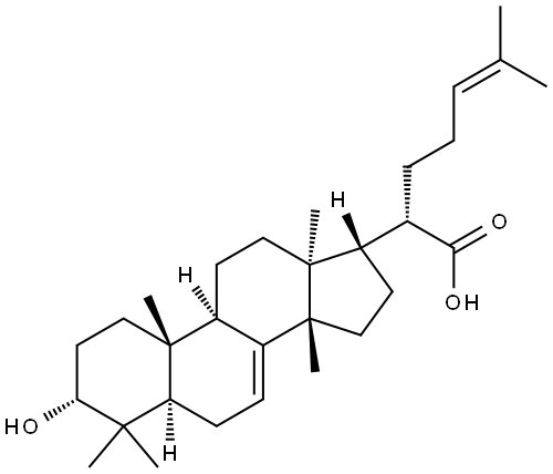 Lanosta-7,24-dien-21-oic acid, 3-hydroxy-, (3α,13α,14β,17α,20S)- Structural