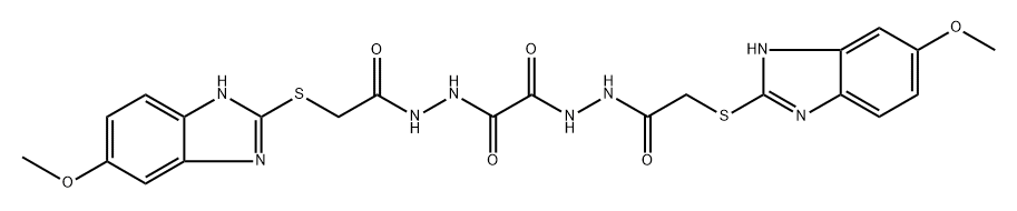 N'~1~,N'~2~-bis{[(5-methoxy-1H-benzimidazol-2-yl)sulfanyl]acetyl}ethanedihydrazide Structural