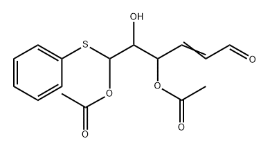 L-threo-Hex-2-enodialdose, 2,3-dideoxy-, 6-(S-phenyl monothioacetal), 4,6-diacetate, (E)- Structural