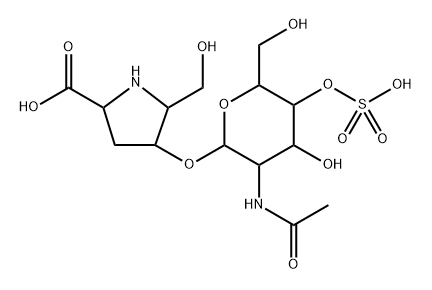 L-Proline, 4-[[2-(acetylamino)-2-deoxy-4-O-sulfo-β-D-glucopyranosyl]oxy]-5-(hydroxymethyl)-, (4S,5R)- (9CI) Structural