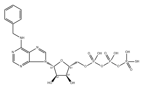 Adenosine 5'-(trihydrogen diphosphate), N-(phenylmethyl)-, P'-anhydride with phosphorothioic acid Structural