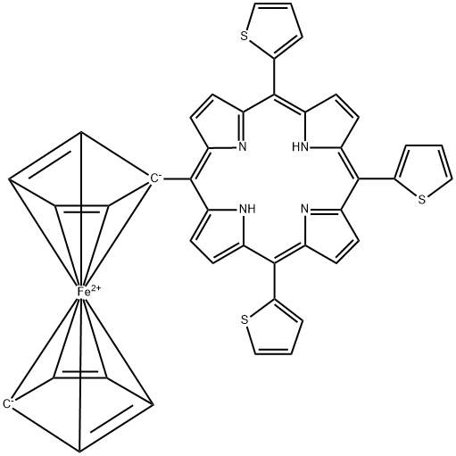 Ferrocene, (10,15,20-tri-2-thienyl-21H,23H-porphin-5-yl)- Structural
