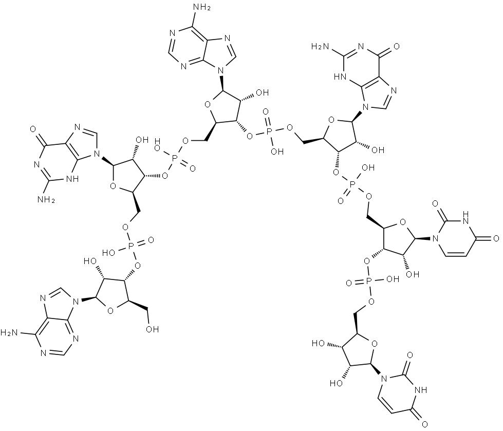 Uridine, adenylyl-(3'→5')-guanylyl-(3'→5')-adenylyl-(3'→5')-guanylyl-(3'→5')-uridylyl-(3'→5')- Structural
