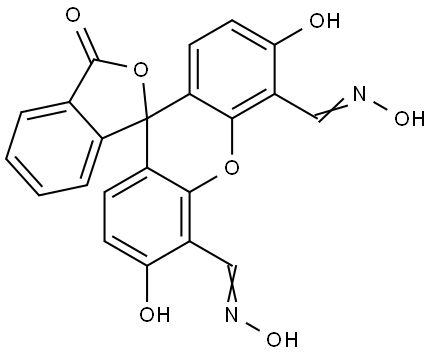Spiro[isobenzofuran-1(3H),9'-[9H]xanthene]-4',5'-dicarboxaldehyde, 3',6'-dihydroxy-3-oxo-, 4',5'-dioxime Structural